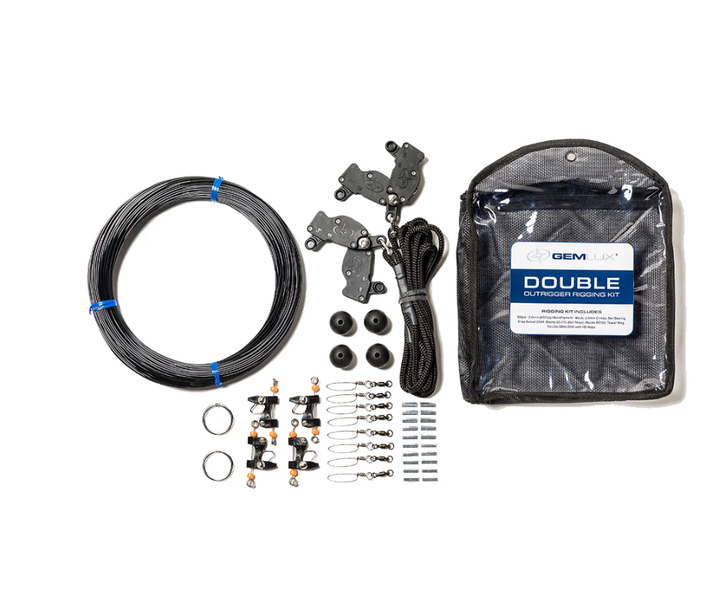 Double Outrigger Rigging Kit With Swivels, Ropes, And Pulleys